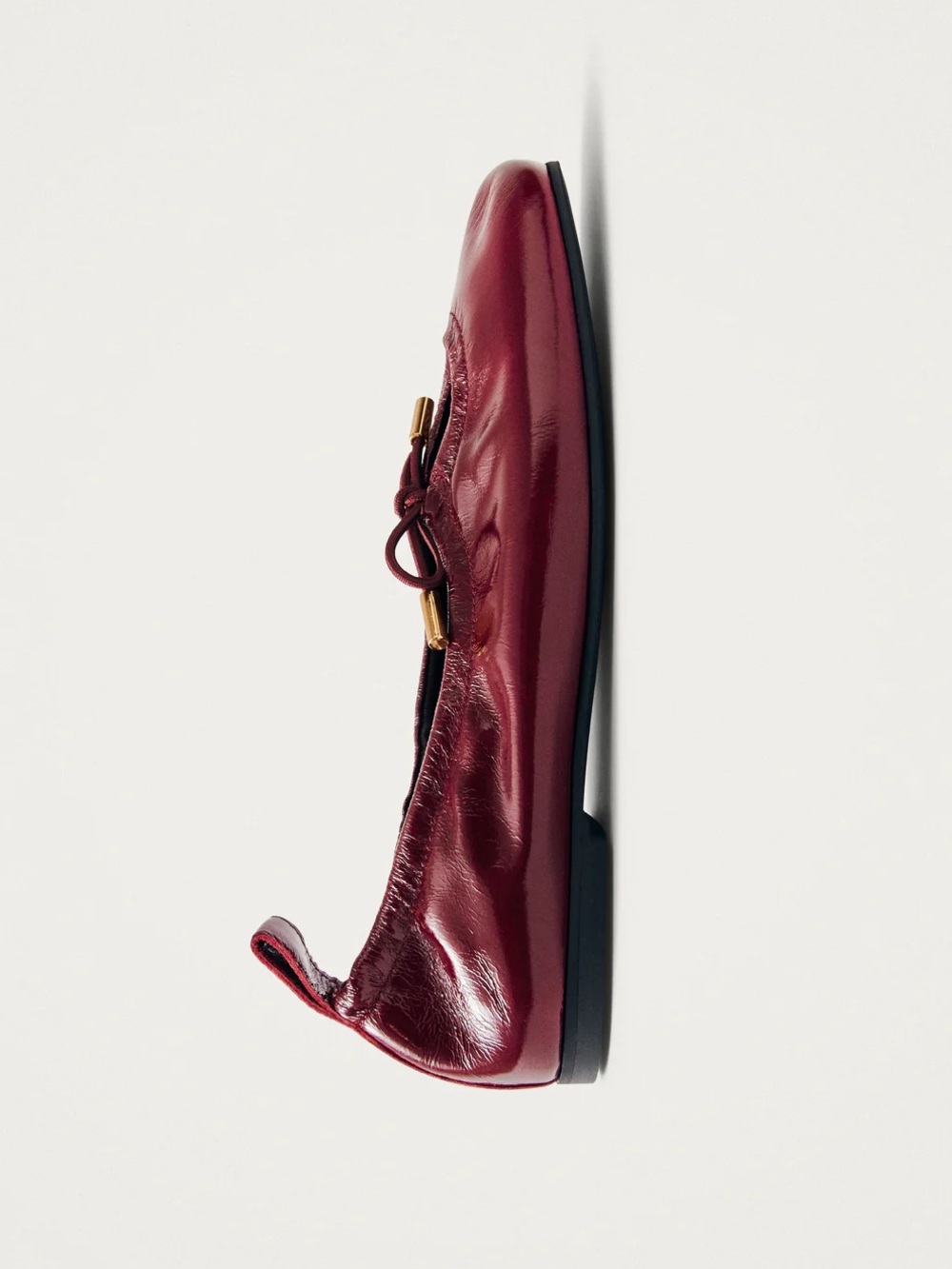 BNIB - ALOHAS ROSALIND BURGUNDY PATENT LEATHER FLATS - Size EU 37 - Picture 2 of 8
